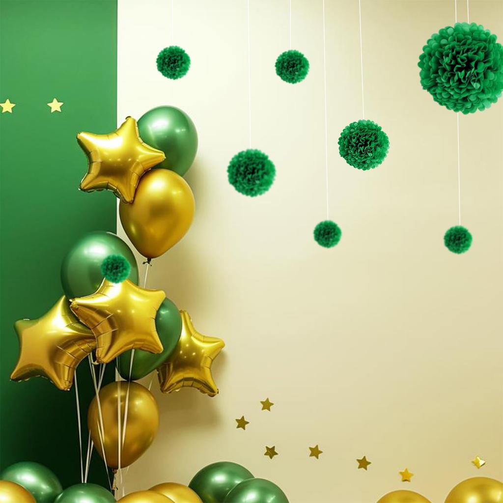 1pcs Set 7.8inch Deep Green Paper Paper Flowers Decorations For Birthday Party Hanging Flowers Pom Pom Paper