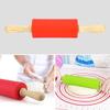 Silicone world Non-Stick Silicone Rolling Pin Wooden Handle Fondant DIY Pastry Dough Flour Roller Kitchen Baking Cooking Tools