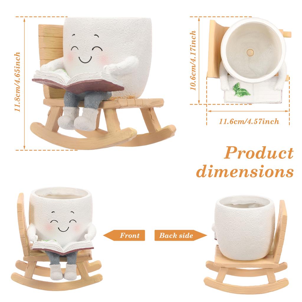 Cute Smile Face Planter Creative Succulent Plant Flower Pot Resin Indoor Outdoor Plant Pot with Drainage Hole Home Decoration