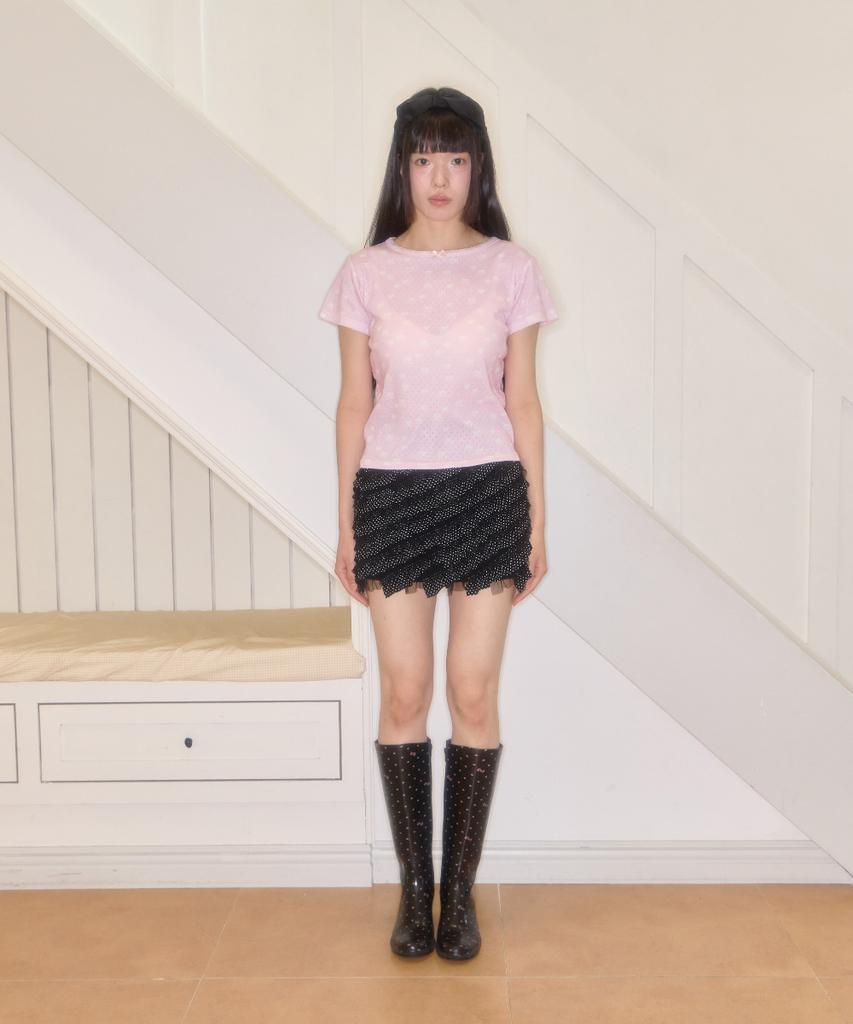 Syakili Nico Lace Tiered Mini Skirt (Black)