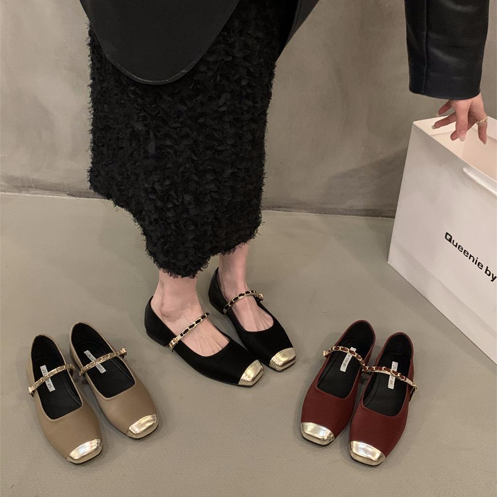 Flat-bottomed French Small Fragrant Single Shoes Women's Shoes 2025 New Spring and Autumn Square Head Temperament Mary Jane Evening Shoes