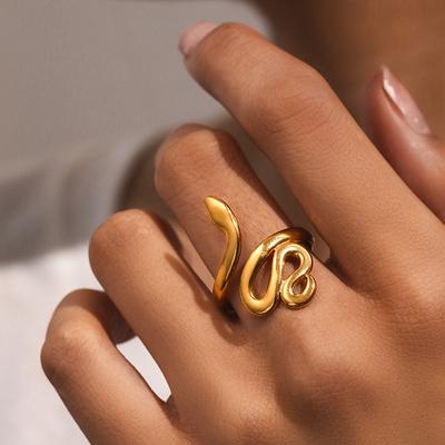 Stainless Steel Rings Gothic Personality Design Snakelike Opening Fashion Popular Ring Ring For Women Zircon Banquet Gitfs New