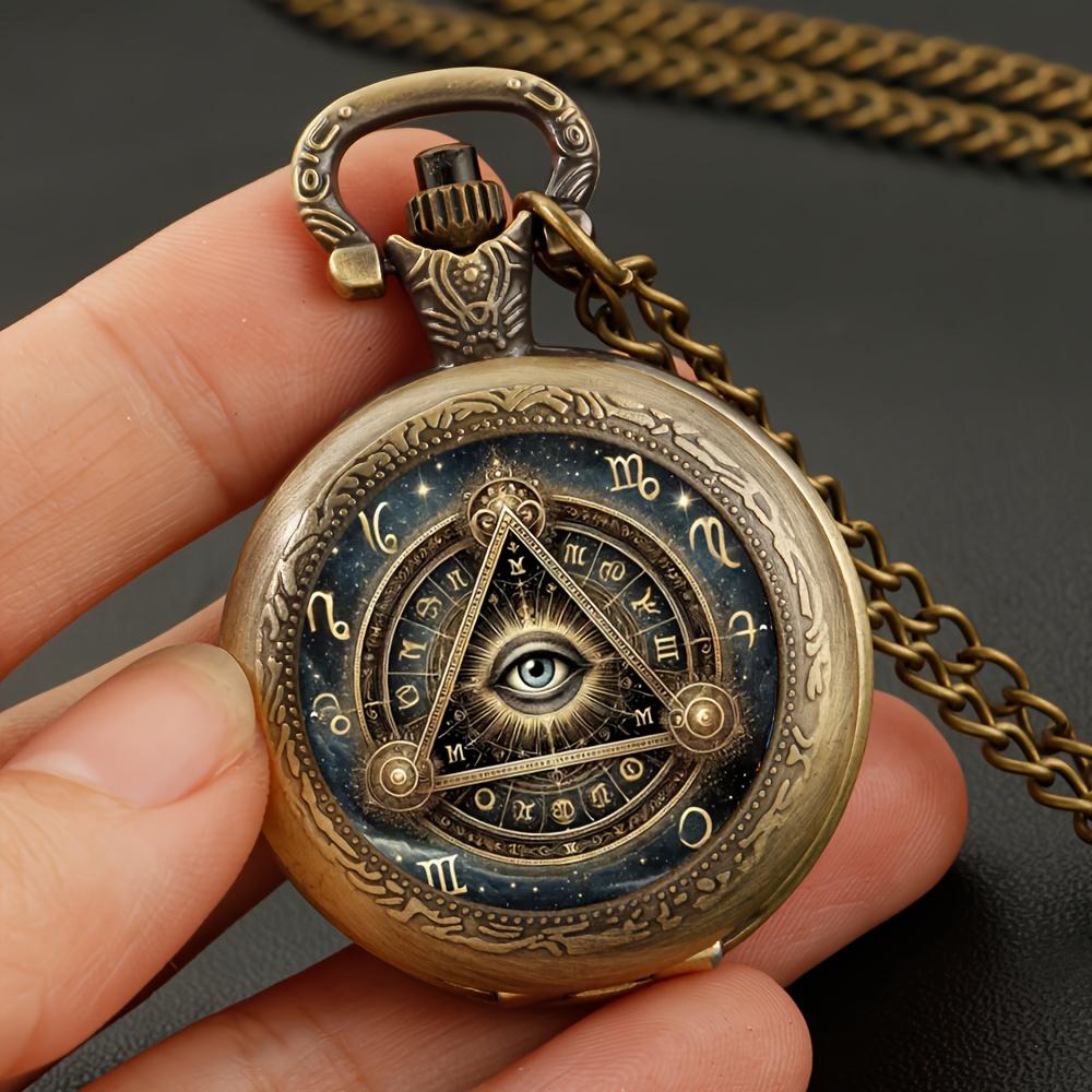 

Винтажные изысканные карманные часы мини с готическим узором глаз, часы с точным кварцевым механизмом, отличный подарок-часы для мужчин и женщин бронзовый