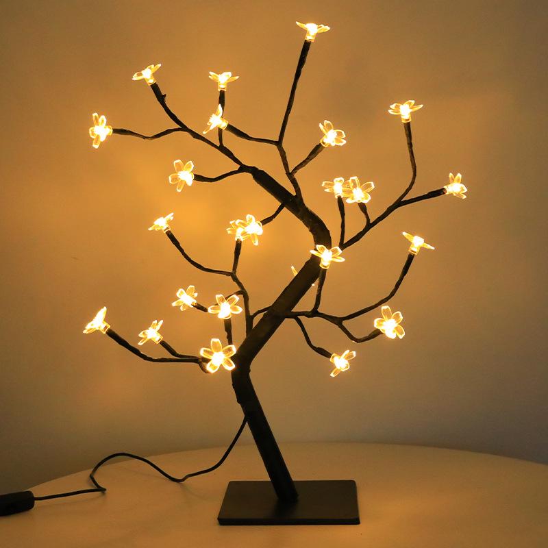 Cherry Blossom & Maple Leaf LED Tree Night Light - Creative Desktop Decoration Atmosphere Lamp