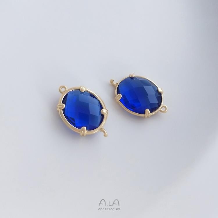 Oválný rámeček ze 14K pozlaceného kovu se zirkonem, dvojitý přívěsek pro DIY šperky