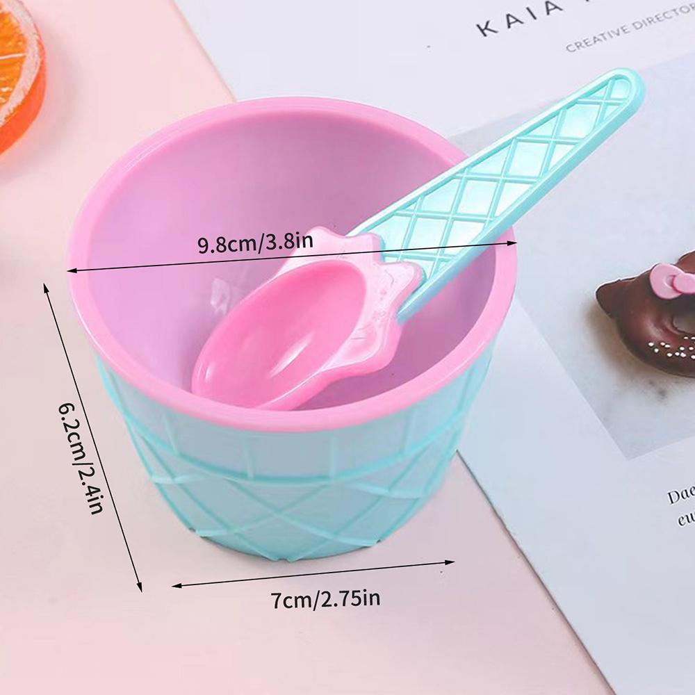 Cartoon Double Ice Cream Scoop Bowl Set, Perfect For Desserts Kids Ice Cream Cup Summer Holiday Party Home Kitchen