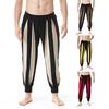 Men Pants Cotton Linen Casual Trousers Loose Fit Elastic Waist Color Block Design Relaxed Fit Long Pants Daily Wear