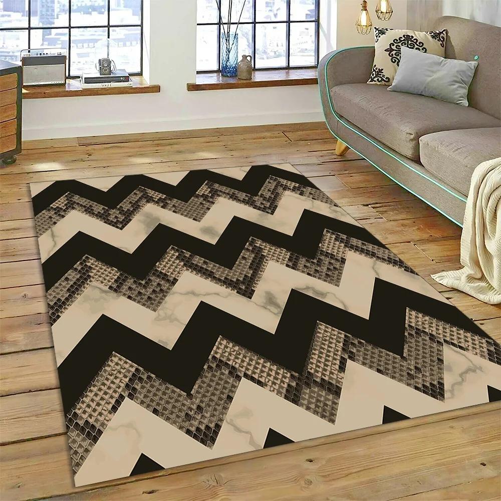 2025 New Style Bohemian Abstract Modern Art Geometry Carpet Rug for Living Room Bedroom Home Sofa Decoration,Non-slip Floor Mat
