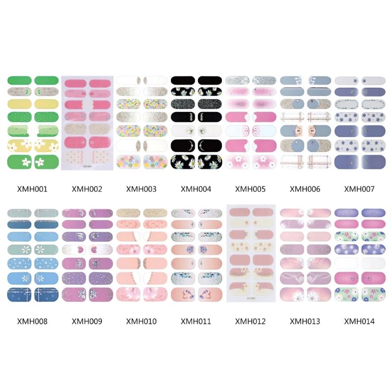 Flower Gradient Nail Sticker Full Wraps Nail Art Stickers Self-Adhesive Nail Art Decal Strips for DIY Nail Art Decor