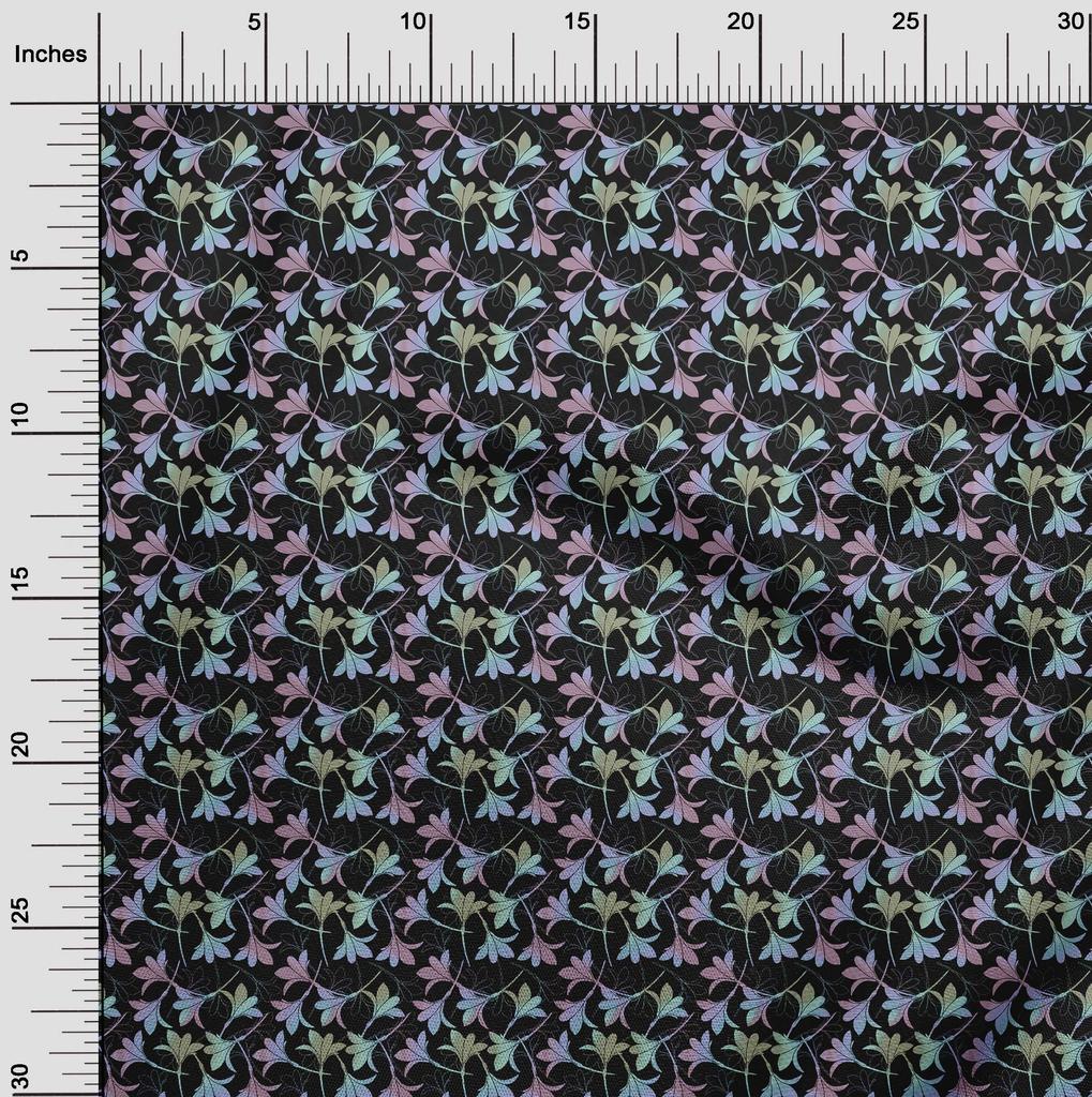 oneOone Georgette Viscose Black Fabric Leaves Fabric For Sewing Printed Craft Fabric By The Yard 42 Inch