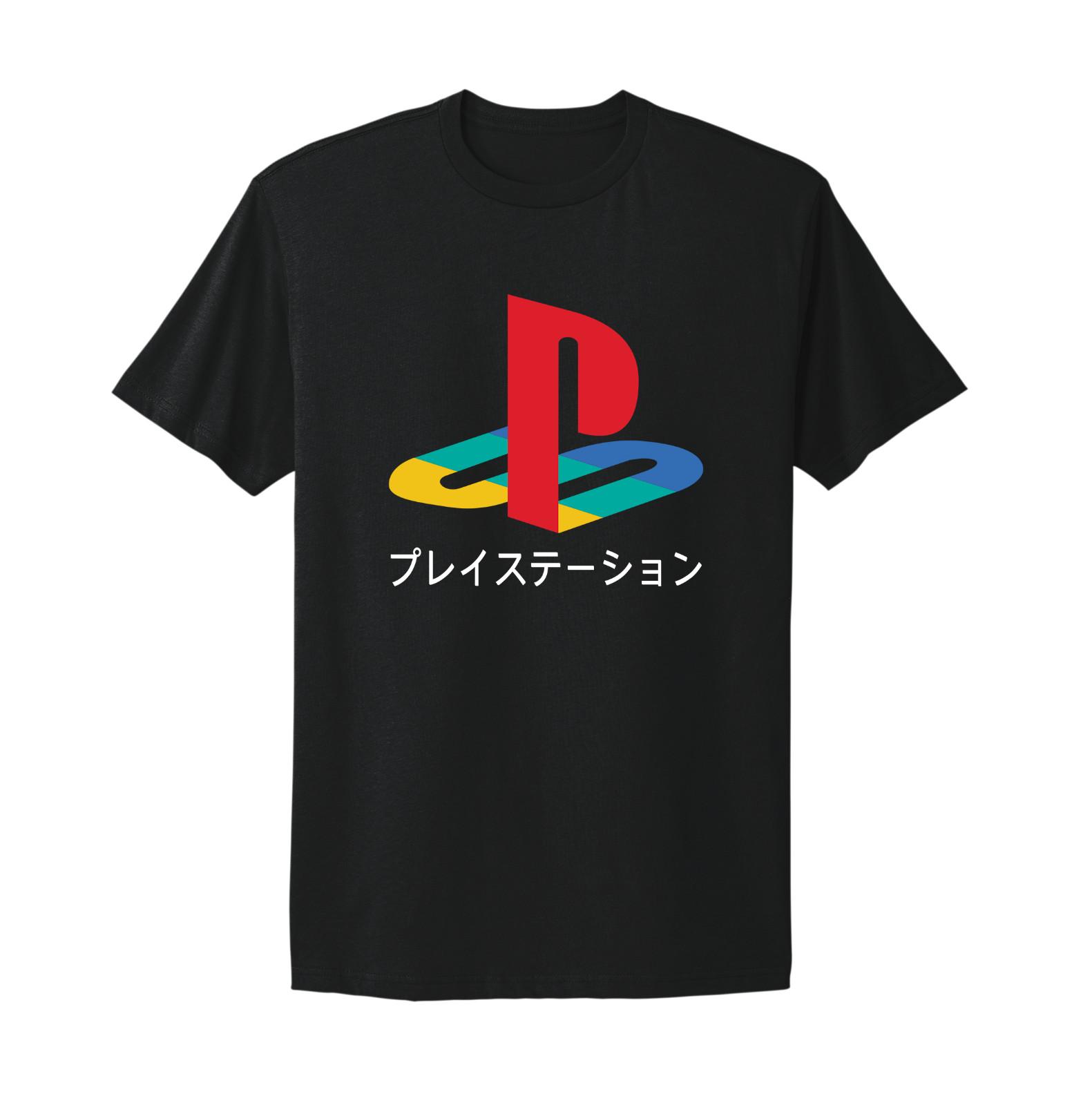 Playstation Sony Логотип Японские Иероглифы Геймерская Футболка для Взрослых S