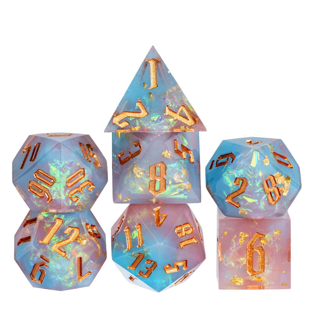Cusdie Unique DND Dice Sharp Edges D4 D6 D8 D10 D% D12 D20 Polyhedral Dice Set for Dungeons&Dragons Tabletop Role Playing Games