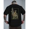 T-shirt à Manches Courtes Imprimé Soldat Squelette Tendance Style Rue Européen pour Homme Haut Décontracté pour Sortie