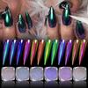 12-Color Aurora Mirror Powder Nail Art Glitter, Iridescent Reflective Fairy Dust for DIY Nail Decoration