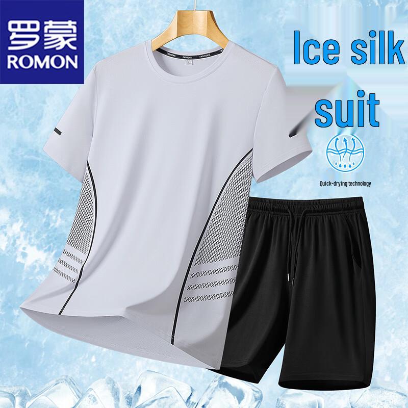 ROMON Men s Summer Casual Two-Piece Sport Set 2XL