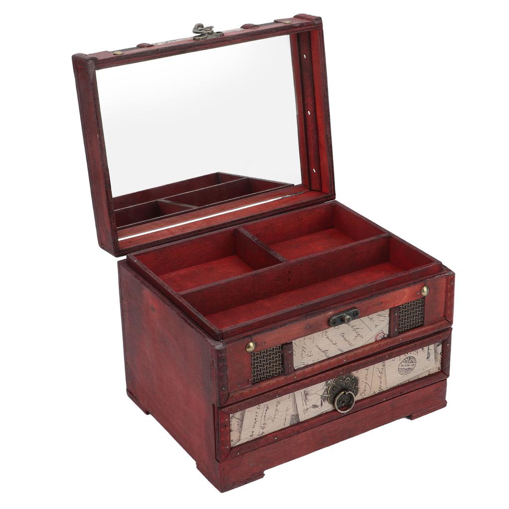 Large Jewelry Box Large Size Multi Layers Durable Wood PU Leather Vintage Design Vintage Jewelry Box for Jewelry Cards