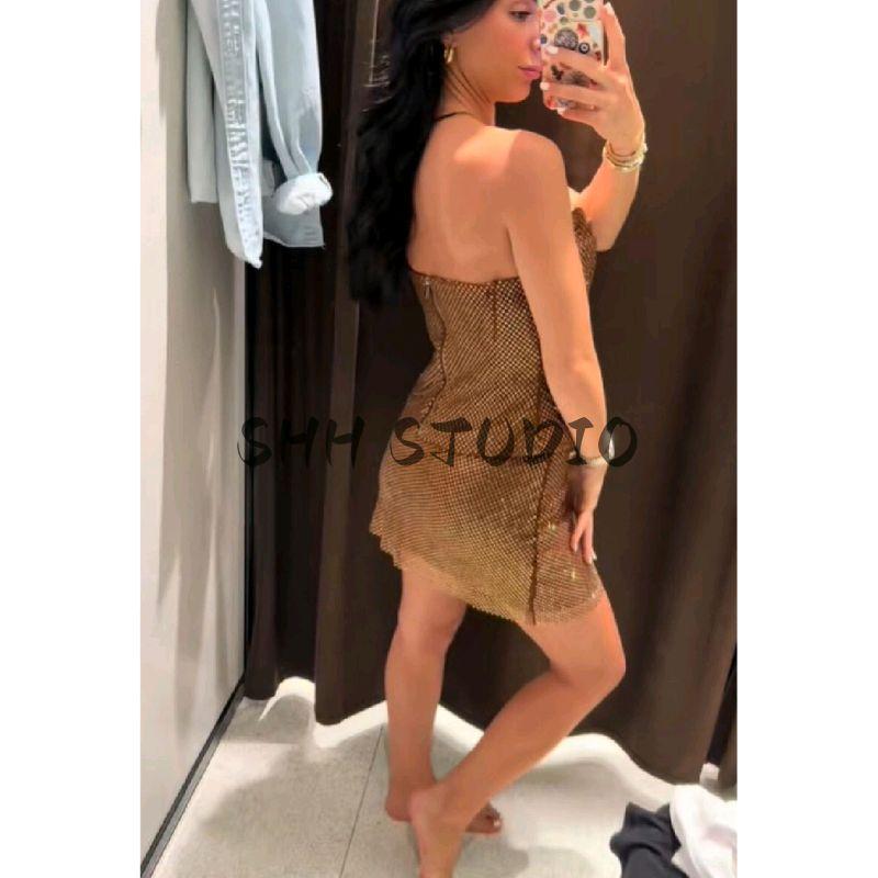 Autumn New Women's Clothing Sexy Wind Silm Slim Looking Light Diamond Sexy Tube Top Tops + Short Skirt Suit