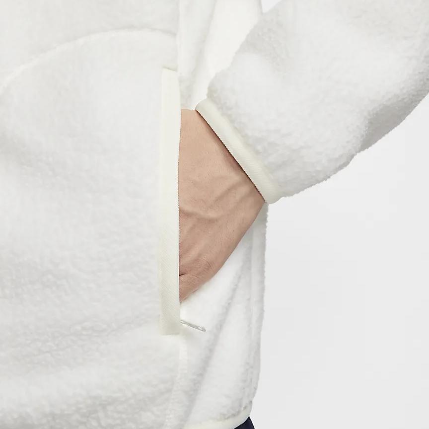 Nike Club Casual Fashion Simple Zipper Long Sleeve Fleece Jacket Men Jackets Sail-White Black FZ0889-133