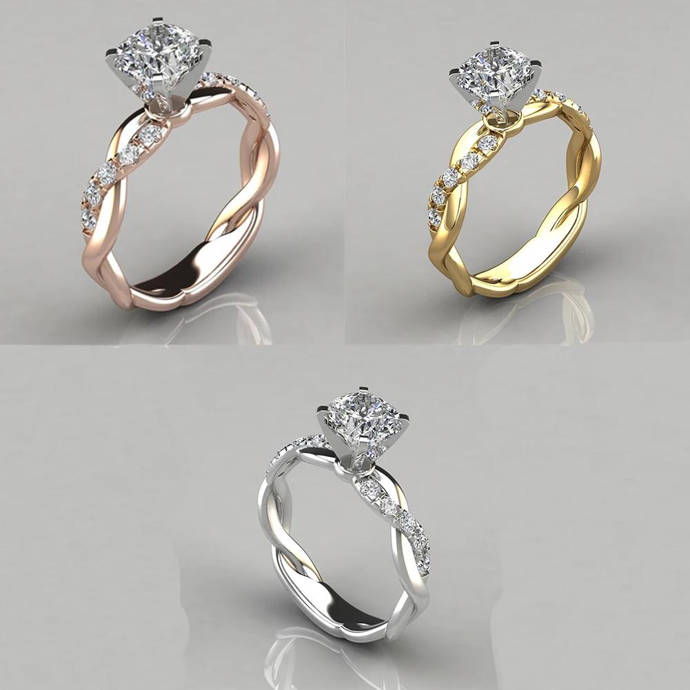 Classic Matching Wedding Rings Female Women's Engagement Rings with Zircon Crystal Stone Jewelry Accessories Wedding Day Gift