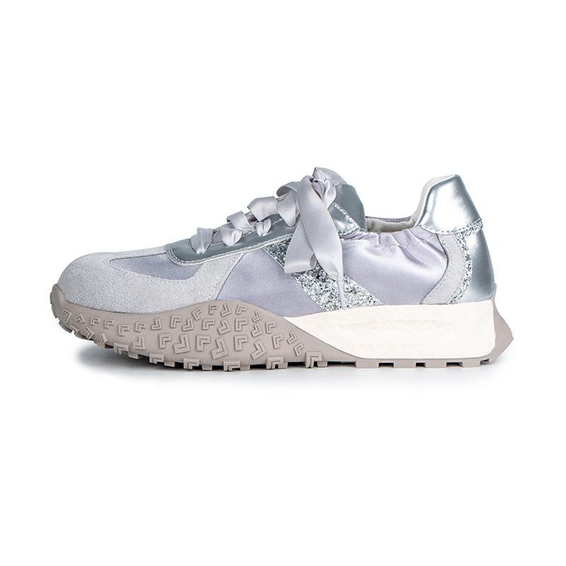

[Shei Su Yinyin] Oxygen girl~ popcorn platform leisure sports grandma German training shoes women s Forrest Gump shoes 40 серебряный