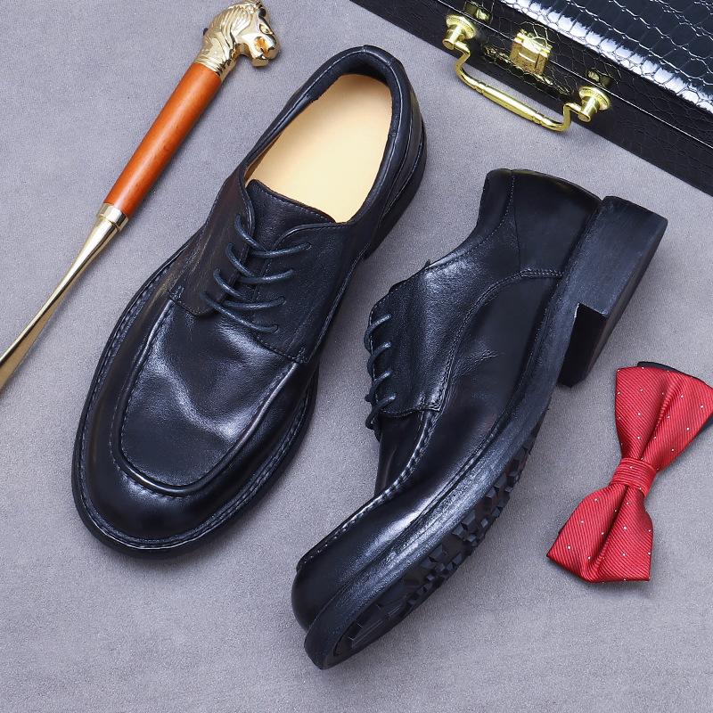 Light Luxury Cowhide Sole Goodyear Handmade Shoes Men's Shoes Genuine Leather Trend Business Shoes Men's British Men's Leather Shoes