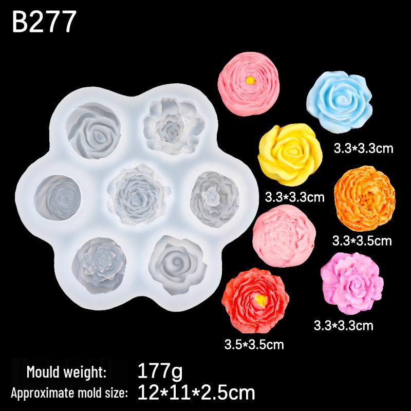 Aroma Candle and Chocolate 3D Rose Peony Silicone Mold for DIY Car Freshener