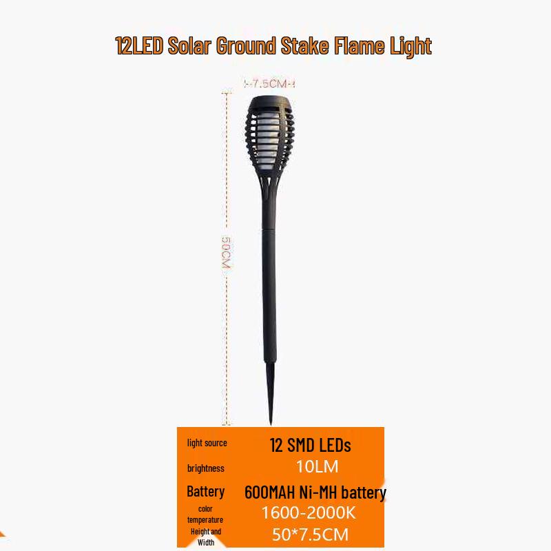 Solar Flame Torch Light with Sensor, 12 LED for Outdoor Decor and Landscape