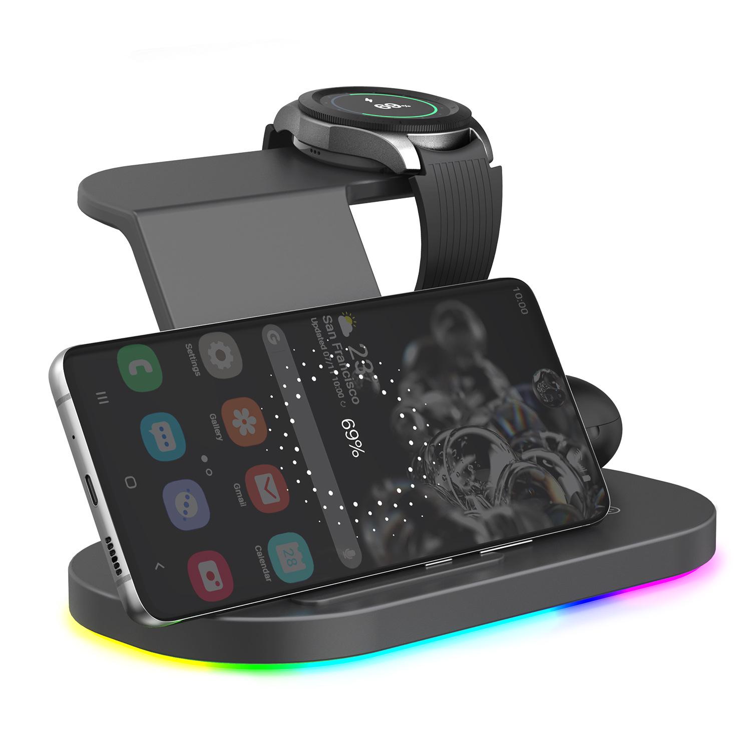 

Samsung 3-в-1 Бездротова зарядна підставка: Вертикальний настільний дизайн для телефонів та годинників, багатофункціональний та швидка зарядка чорний