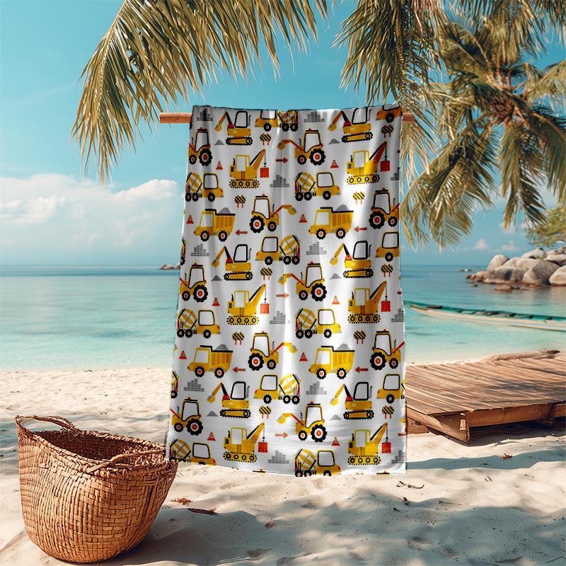 Ultra-weiches Strandtuch mit Bagger-Thema, Ideal für Pool - Camping, Tauchen - Perfekter Reisebegleiter, Lebendiges Strandtuch.