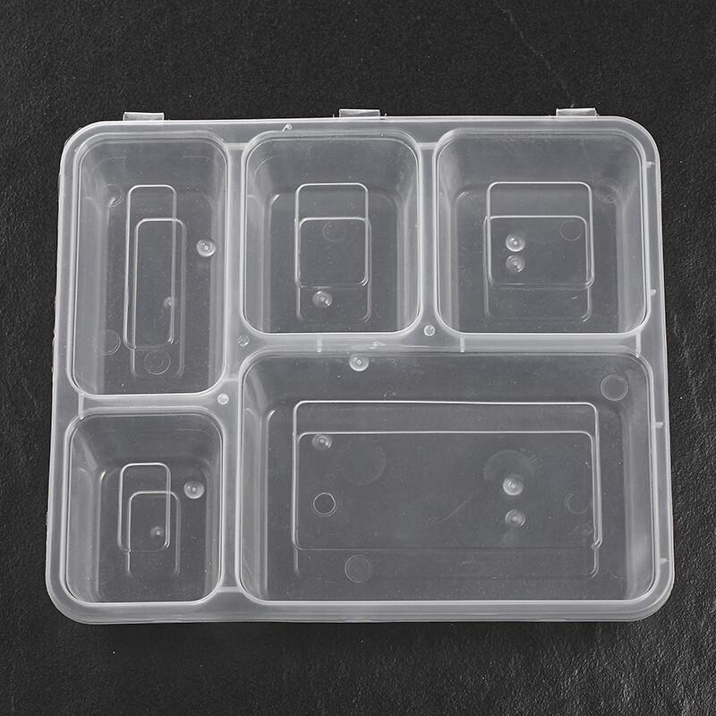 Disposable 5-Compartment Takeaway Food Container with Lid