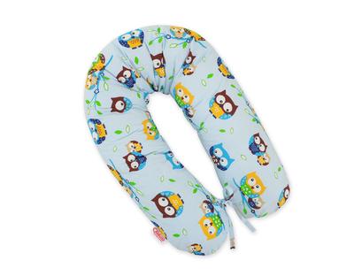 Longer Pregnancy Pillow for Pregnant Women To Sleep + Removable Cover - Blue Owls