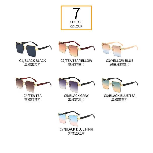 Cool Square Sunglasses, Metal Half-Frame Sunglasses, Sunshades