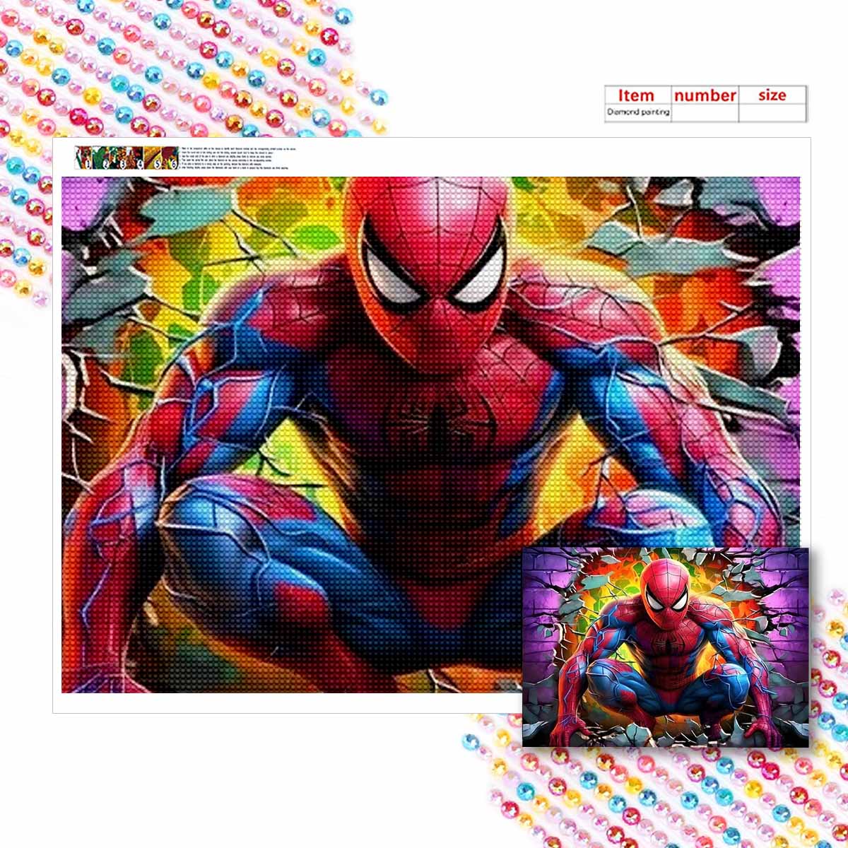 

Полная круглая алмазная живопись Искусство супергероев Стразовая картина Мозаика Сделай сам 5D Вышивка крестом Домашнее украшение Round 30x40cm