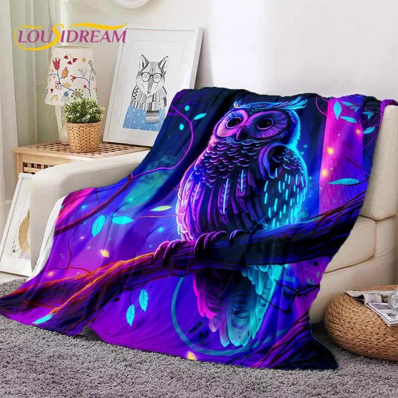 3D Cute Owl Eagle Birds Cartoon Soft Flannel Blanket for Beds Bedroom Sofa Picnic,Throw Blanket for Cover Outdoors Leisure Gift
