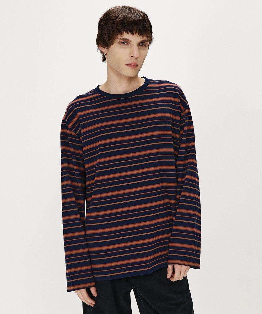 SHIRTER Fine Stripe Ls T-Shirt (Navy Brown)