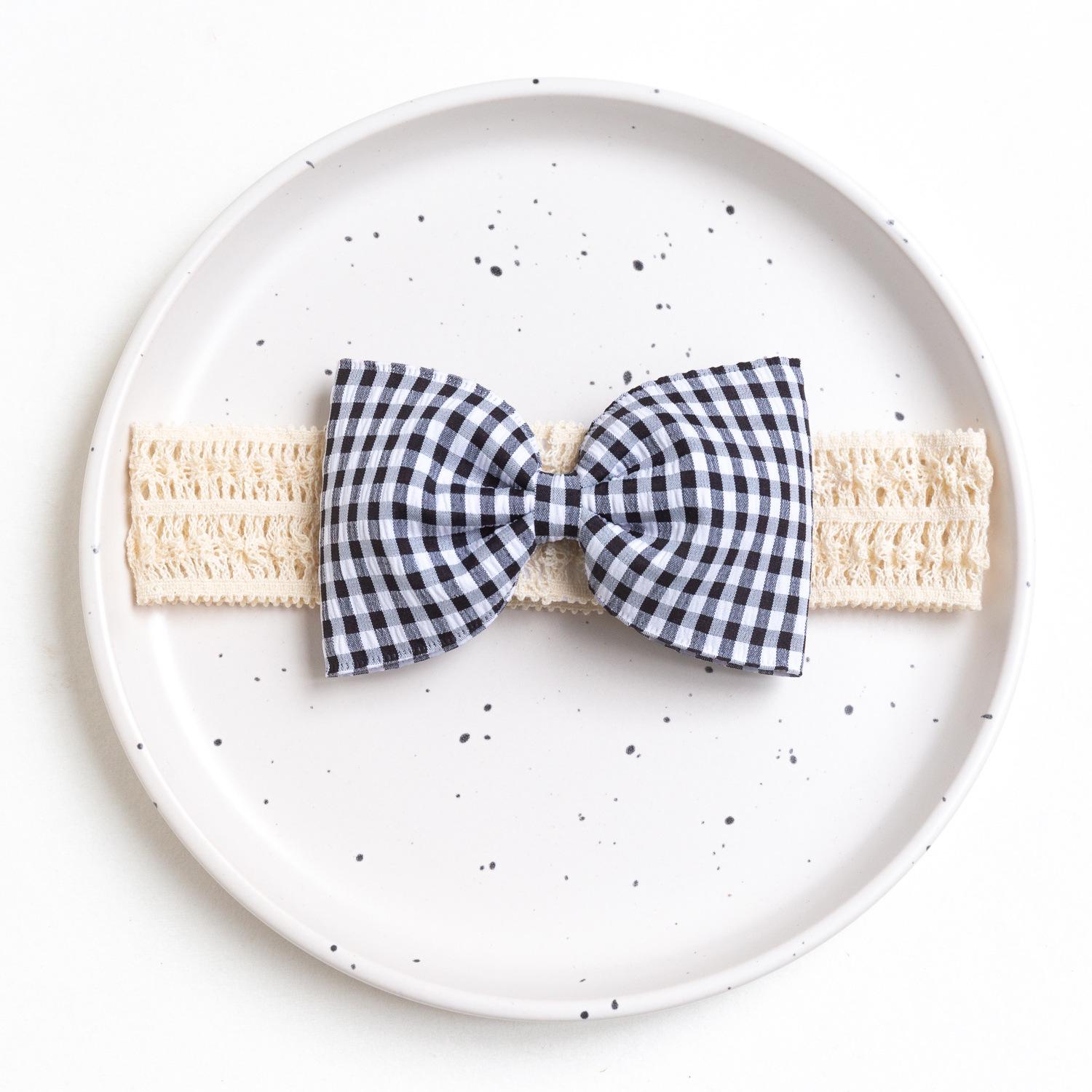 Red Plaid Baby Bow Knot Headband - Cute Full Moon & Hundred Days Accessories