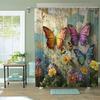 Waterproof 12 Hooks Machine Washable Colorful Butterfly Pattern One Piece Shower Curtain Suitable for Room Home Hotel Bathroom