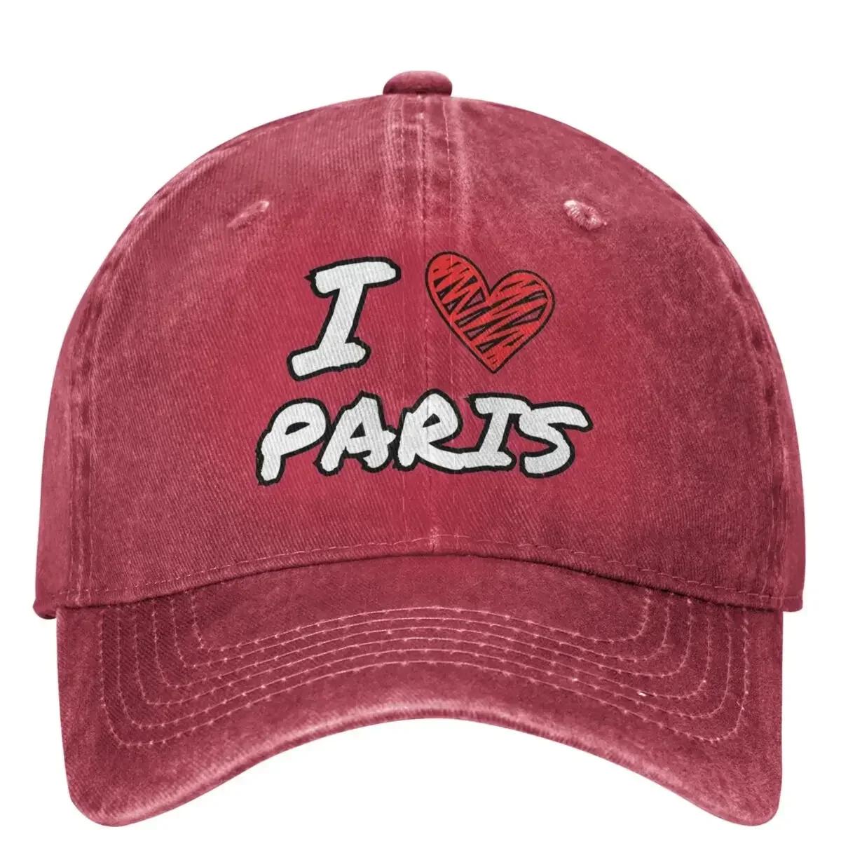 I Love Paris Baseball Cap I Love France Unisex Teens Sunscreen Hip Hop Hats Summer Casual Hunting Camping Baseball Caps One Size