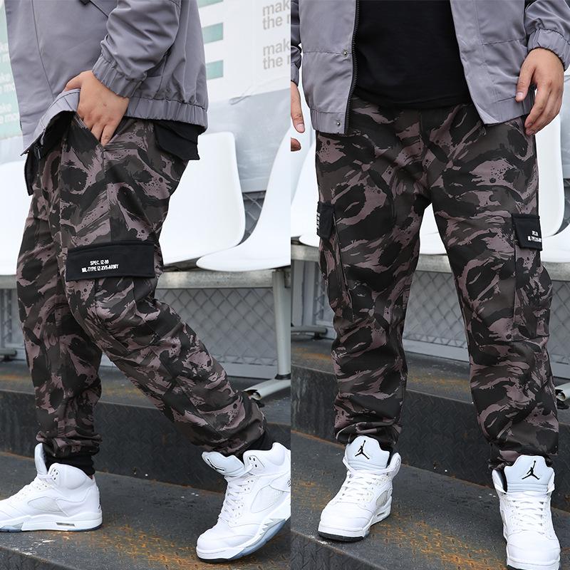 Men's Plus Size Camouflage Cargo Joggers - Streetwear Casual Loose Fit for Spring & Autumn