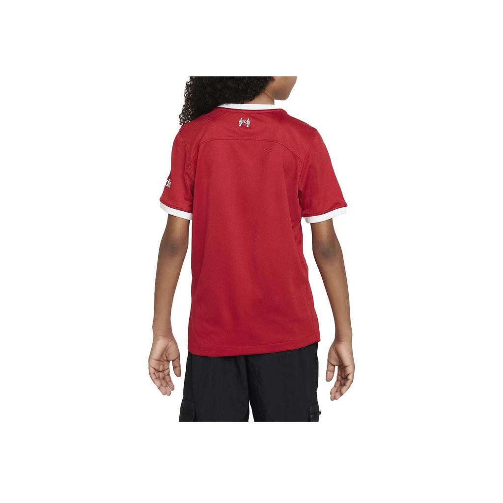 Nike Liverpool 2023/24 Stadium Home Logo Print Round Neck Fitted Short Sleeve Soccer Kit Kids Sports Kit Red White DX2766-688