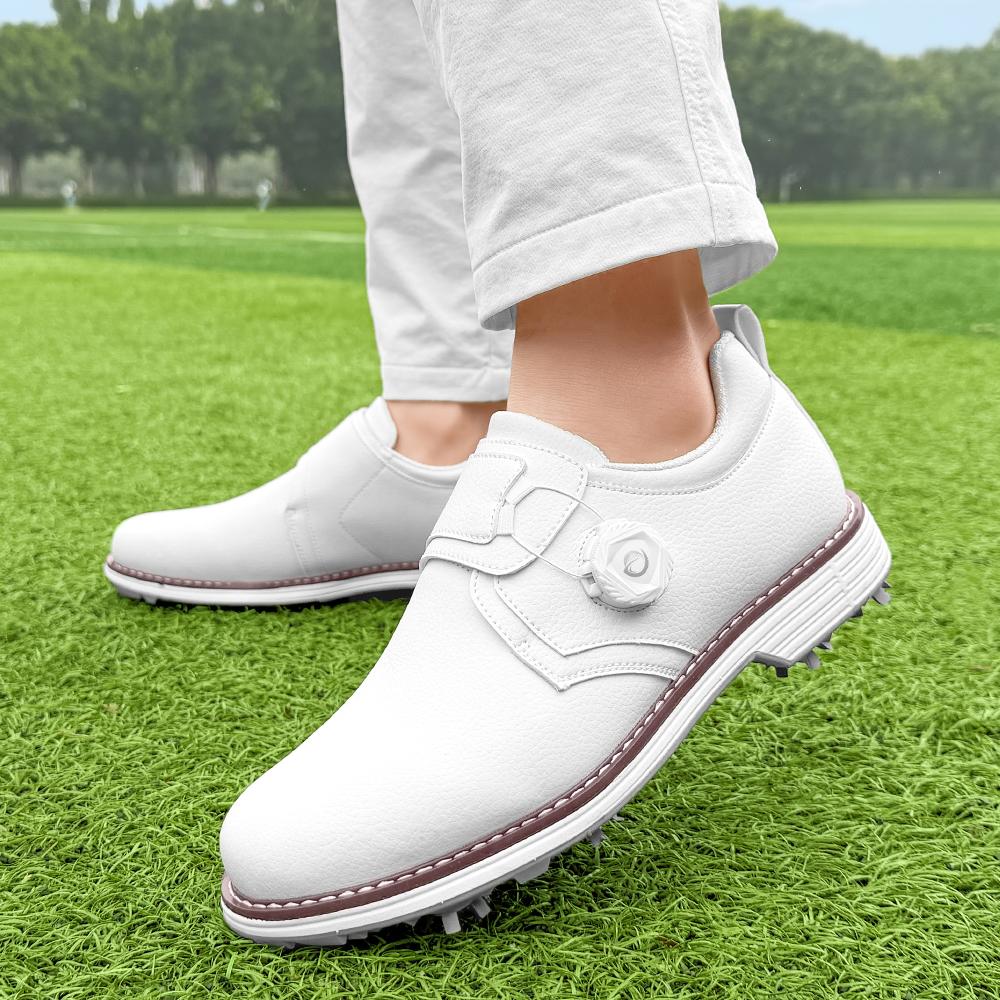 Men Golf Shoes Outdoor Spiked Sports Upper Stable Anti Slip Sole For Golf Training Outdoor All Season Daily Outdoor Casual