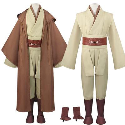 Obi Wan Kenobi Cosplay Dorosły Mężczyzna Szata z Kapturem Stroje Rycerza Jedi Kostium Tunika Laku Halloweenowa Szata z Kapturem Mundur Pełny Zestaw