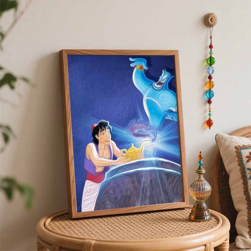 Disney Aladdin Genie Lamp DIY Oil Painting Art Painting Kit Home Wall Decor Handmade Gift For Room Bedroom Living Room Wall Art Decor