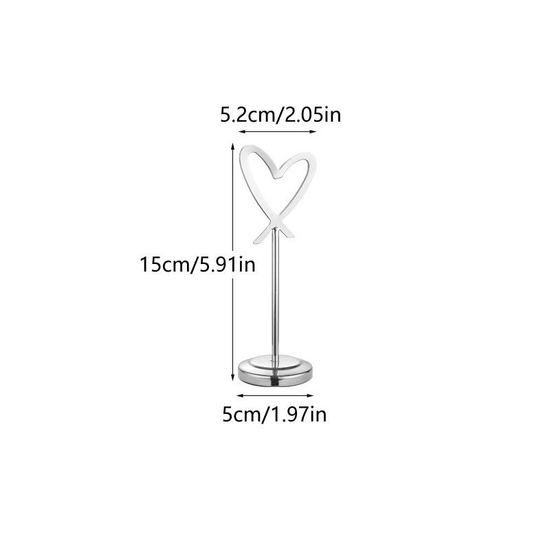 Heart Shape Memo Photo Stand Stainless Steel Card Holder Minimalist Metal Message Board For Home Office Decor With Non-Slip Base