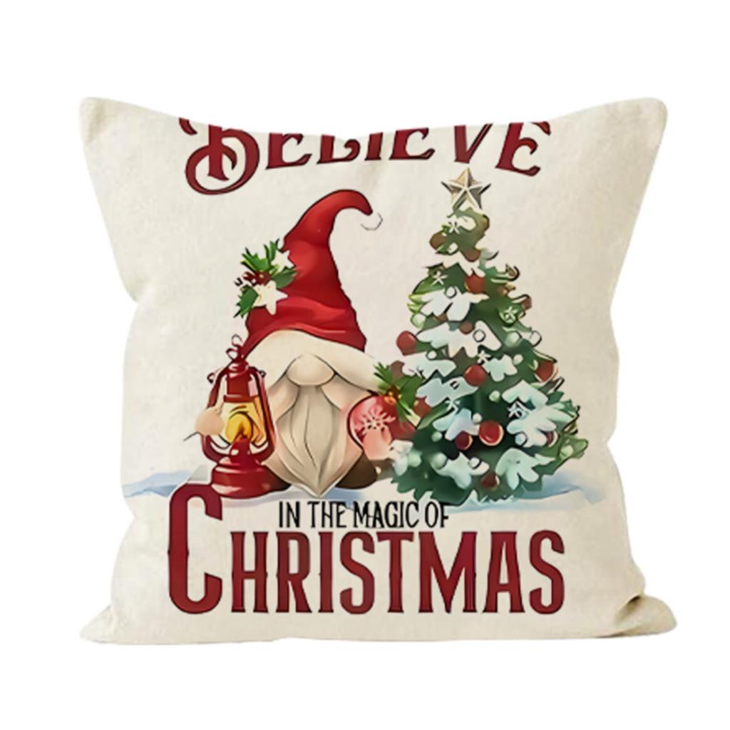 Christmas Dwarf Linen Pillowcase New Christmas Tree Letter Print Pillowcase