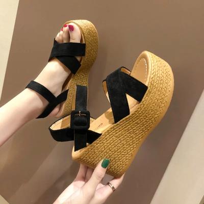 Fashion Women Sandals On Offer Sandals for Women's Outsiders 2024 Summer New Pine Cake Slope Heel Thick Sole Waterproof Platform Suede
