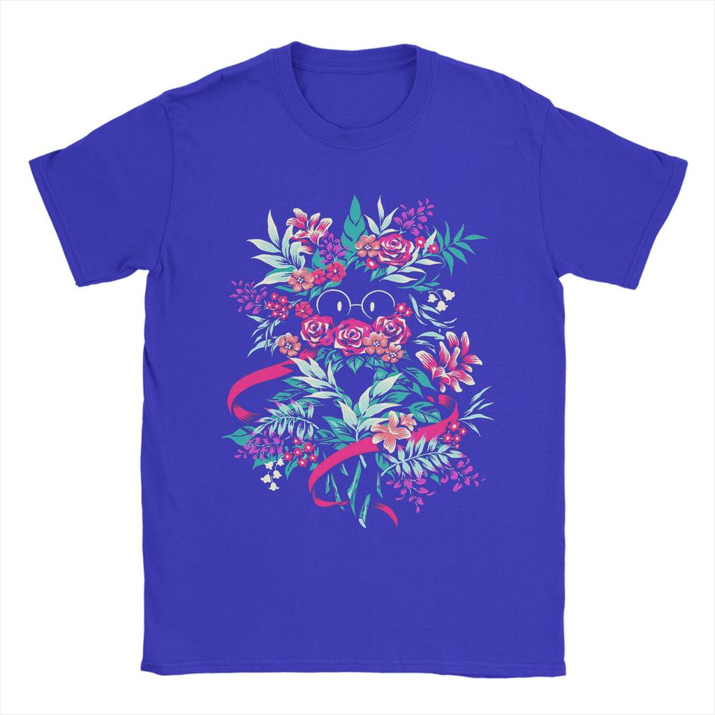 Deltarune Spamton Merch Ralsei Floral Men's T Shirts Leisure Tees Short Sleeve Round Collar T-Shirt Cotton Big Size Tops