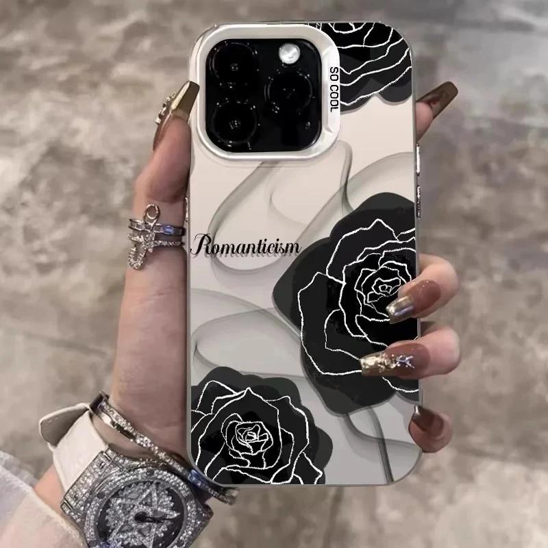 Luxury Florals Pattern Shockproof Phone Case For iPhone 15 14 13 12 11 Pro Max 7 8 Plus XS XR X Candy Color Flowers Back Cover