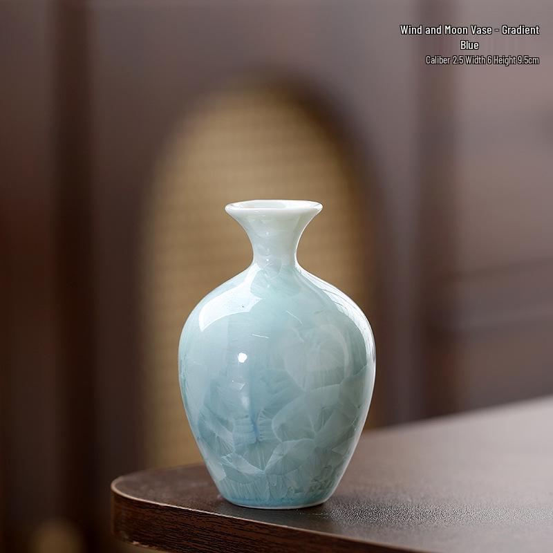 Crystalline Glaze Mini Ceramic Vase - Creative Home Desktop Ornament for Flowers