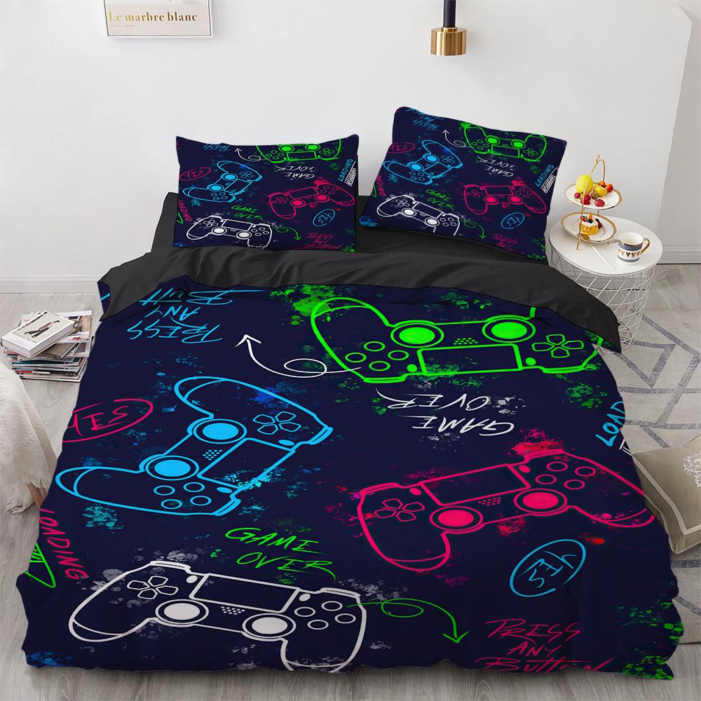 Gamer Bedding Sets For Boys Gaming Duvet Cover Set Queen Video Games Comforter Cover,Playstation Designs Bed Set For Teen Boys